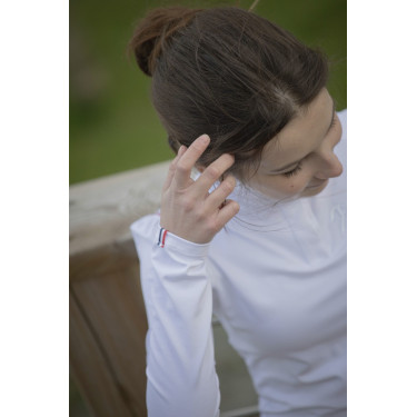 Wettkampf-Poloshirt Pénélope Bruges langärmelig Weiß / Band blau weiß rot Weiß