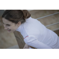 Wettkampf-Poloshirt Pénélope Bruges langärmelig Weiß / Band blau weiß rot Weiß