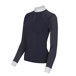 Wettkampf-Poloshirt LeMieux Olivia Langarm Marineblau