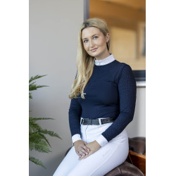 Wettkampf-Poloshirt LeMieux Olivia Langarm Marineblau