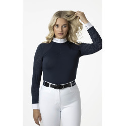 Wettkampf-Poloshirt LeMieux Olivia Langarm Marineblau