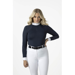 Wettkampf-Poloshirt LeMieux Olivia Langarm Marineblau