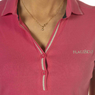 Damen-Poloshirt Rosa Flags & Cup Fuchsie