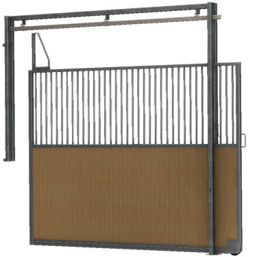 Schiebbare Boxentrennung mit Gitter und Holzfüllung 3 m La Gée Schiebbare Boxentrennung mit Gitter und Holzfüllung 3 m La Gée