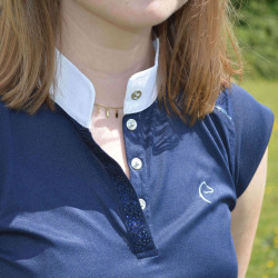 Polo Equithème Brussels mit Strass Marineblau Polo Equithème Brussels mit Strass Marineblau