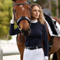 Wettkampf-Poloshirt LeMieux Olivia Langarm Marineblau
