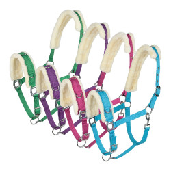 Longierkappzaum Horze Lammfell Himbeerrosa