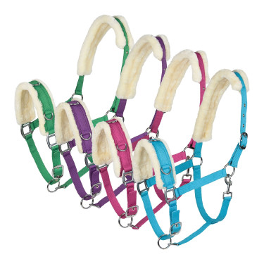 Longierkappzaum Horze Lammfell Himbeerrosa