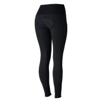 Damen-Reitleggings Gillian Horze mit hohem Bund und Vollbesatz aus Silikon Schwarz