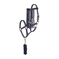 Halfter und Führstrick Anti-Fliegen Nylon Imperial Riding Marineblau