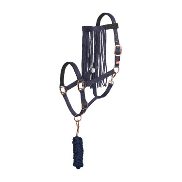 Halfter und Führstrick Anti-Fliegen Nylon Imperial Riding Marineblau