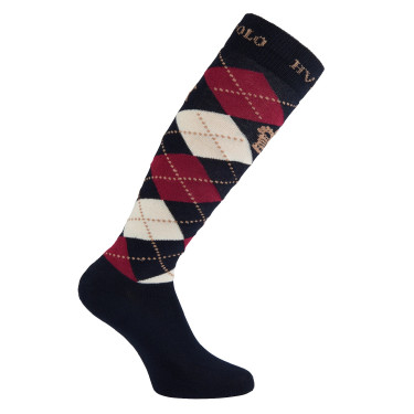 Argyle Socken HV Polo Marine / rot / sandfarben Blau