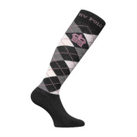 Argyle Socken HV Polo Schwarz / silbergrau gemischt / rosa