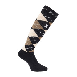 Argyle Socken HV Polo Schwarz / Taupe / Creme