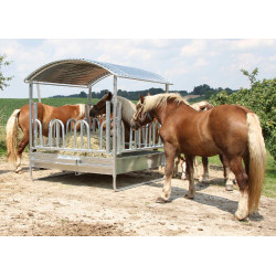 Quadratisches Fressgitter mit Dach Kerbl