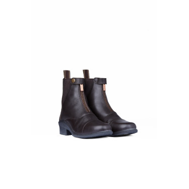 Lederstiefel Rosa mit Reißverschluss vorne Horze Dunkelbraun