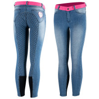 Reithose Jeans Vollbesatz Silikon Poppy Kinder Horze Blau