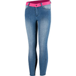 Reithose Jeans Vollbesatz Silikon Poppy Kinder Horze Blau