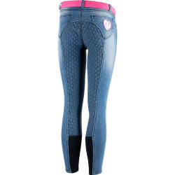 Reithose Jeans Vollbesatz Silikon Poppy Kinder Horze Blau