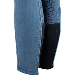 Reithose Jeans Vollbesatz Silikon Poppy Kinder Horze Blau