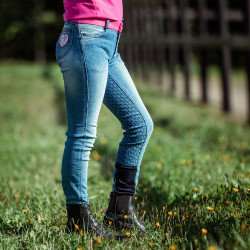Reithose Jeans Vollbesatz Silikon Poppy Kinder Horze Blau