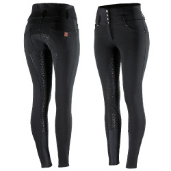 Reithose Damen High Waist Tara Vollbesatz Silikon Horze Schwarz