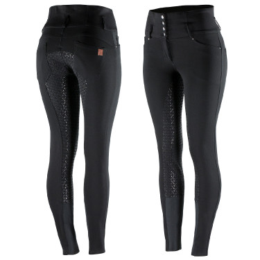 Reithose Damen High Waist Tara Vollbesatz Silikon Horze Schwarz