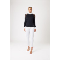 Wettkampf-Poloshirt aus Spitze mit langen Ärmeln Sylvie Horze Dunkelmarineblau Wettkampf-Poloshirt aus Spitze mit langen Ärmeln Sylvie Horze Dunkelmarineblau