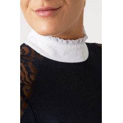 Wettkampf-Poloshirt aus Spitze mit langen Ärmeln Sylvie Horze Dunkelmarineblau