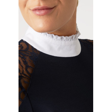 Wettkampf-Poloshirt aus Spitze mit langen Ärmeln Sylvie Horze Dunkelmarineblau