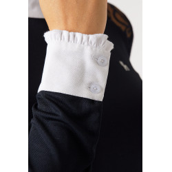 Wettkampf-Poloshirt aus Spitze mit langen Ärmeln Sylvie Horze Dunkelmarineblau