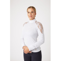 Wettkampf-Poloshirt aus Spitze mit langen Ärmeln Sylvie Horze Weiß Weiß Wettkampf-Poloshirt aus Spitze mit langen Ärmeln Sylvie Horze Weiß Weiß