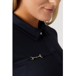 Funktionelles Damen-Kurzarm-Poloshirt Denise Horze Dunkelmarineblau Funktionelles Damen-Kurzarm-Poloshirt Denise Horze Dunkelmarineblau