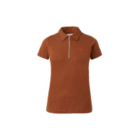 Damen-Poloshirt Amy aus elastischer Baumwolle mit kurzen Ärmeln Horze Tabak