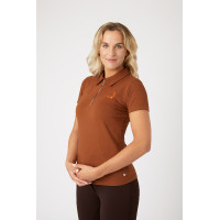 Damen-Poloshirt Amy aus elastischer Baumwolle mit kurzen Ärmeln Horze Tabak Braun