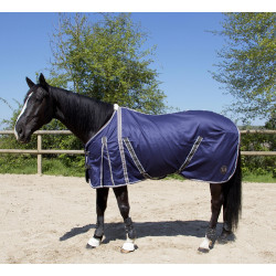 Baumwollhemd T de T Marine / Grau Blau