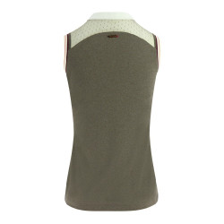 Damen-Poloshirt Equithème Smoff ärmellos Eisen Beige Damen-Poloshirt Equithème Smoff ärmellos Eisen Beige