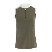 Damen-Poloshirt Equithème Smoff ärmellos Eisen Beige Damen-Poloshirt Equithème Smoff ärmellos Eisen Beige