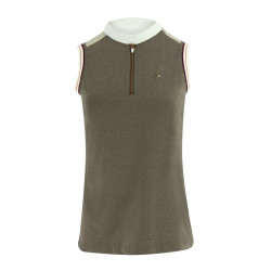 Damen-Poloshirt Equithème Smoff ärmellos Eisen Beige Damen-Poloshirt Equithème Smoff ärmellos Eisen Beige