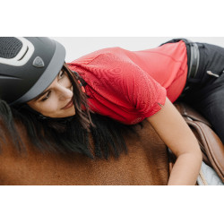 Poloshirt Equithème Emma Kurzarm Kirsche Rot