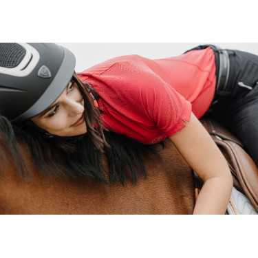 Poloshirt Equithème Emma Kurzarm Kirsche Rot