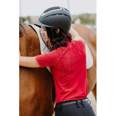Poloshirt Equithème Emma Kurzarm Kirsche Rot