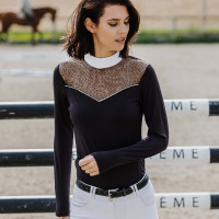 Polo Equithème Valencia langärmelig Schwarz