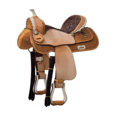 Western-Barrelsattel Denver Arabian mit quadratischem Mantel und farbigem Sitz