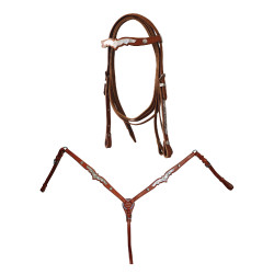 Western-Zaumzeug Lakota mit Vorderzeug und Zügeln, verziert mit Silberornamenten Western-Zaumzeug Lakota mit Vorderzeug und Zügeln, verziert mit Silberornamenten