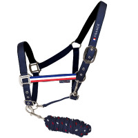 Set Halfter und Strick France Collection Flags & Cup Marineblau