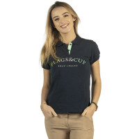 Damen-Poloshirt Kalamata Flags & Cup Marineblau