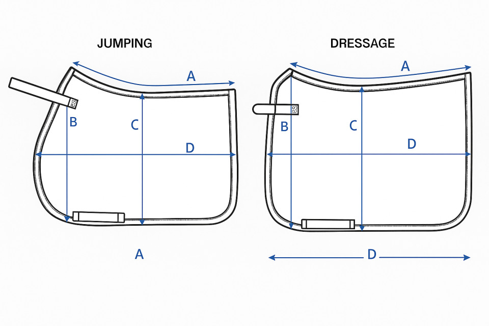 Abbildung der Größentabelle für Satteldecke Kingsland