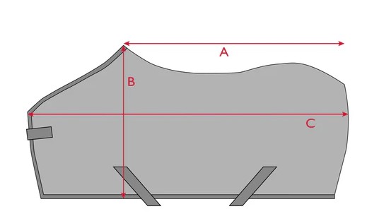 Abbildung der Größentabelle für Pferdedecke Tommy Hilfiger Equestrian