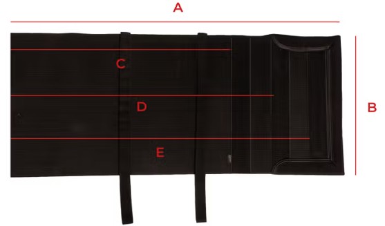 Abbildung der Größentabelle für Respektband Pferd Kentucky